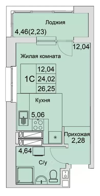 Студия Ростовская область, Батайск  (26.25 м) - Фото 0