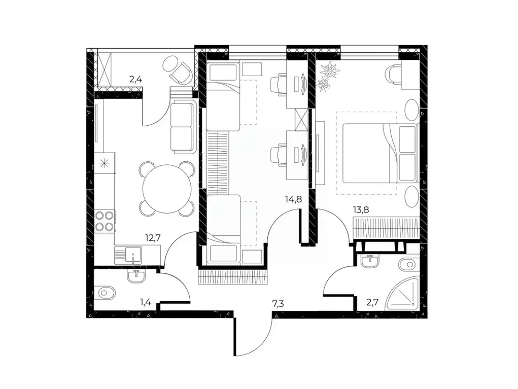 2-к кв. Ростовская область, Ростов-на-Дону Театральный просп. (53.9 м) - Фото 2