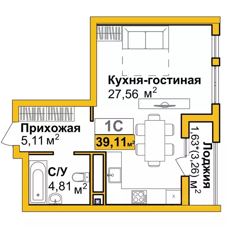 1-к кв. Крым, Симферополь Город Мира жилой комплекс (39.11 м) - Фото 0