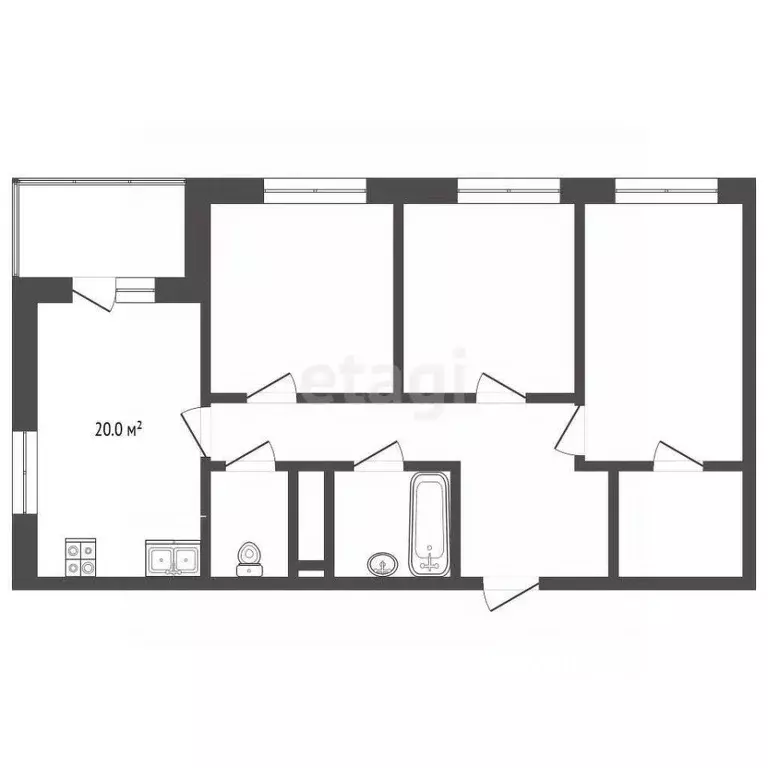 3-к кв. Тюменская область, Тюмень Дамбовская ул., 29к3 (72.38 м) - Фото 2