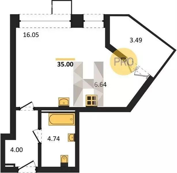 Квартира-студия: Екатеринбург, улица Мира, 47 (34.9 м) - Фото 0