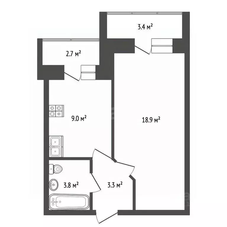 1-к кв. Чувашия, Чебоксары ул. Богдана Хмельницкого, 53/28 (35.0 м) - Фото 2