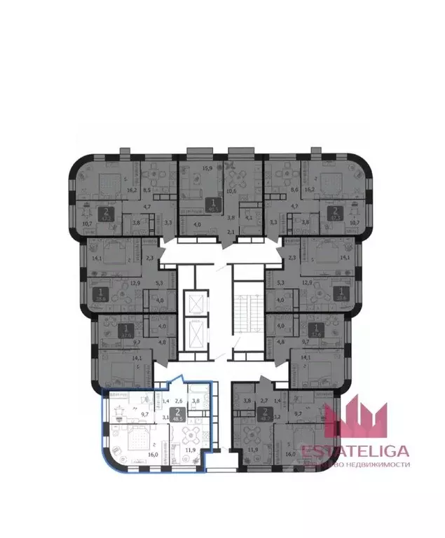 2-к кв. Москва 3-я оч., Шагал жилой комплекс, к4.3 (48.5 м) - Фото 2