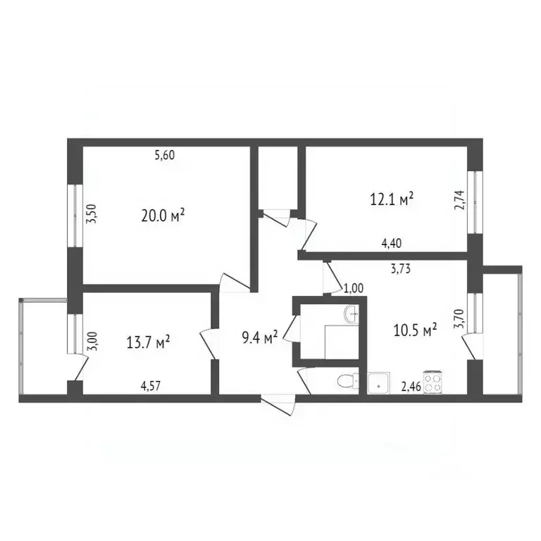 3-к кв. Севастополь ул. Новороссийская, 62 (71.2 м) - Фото 1