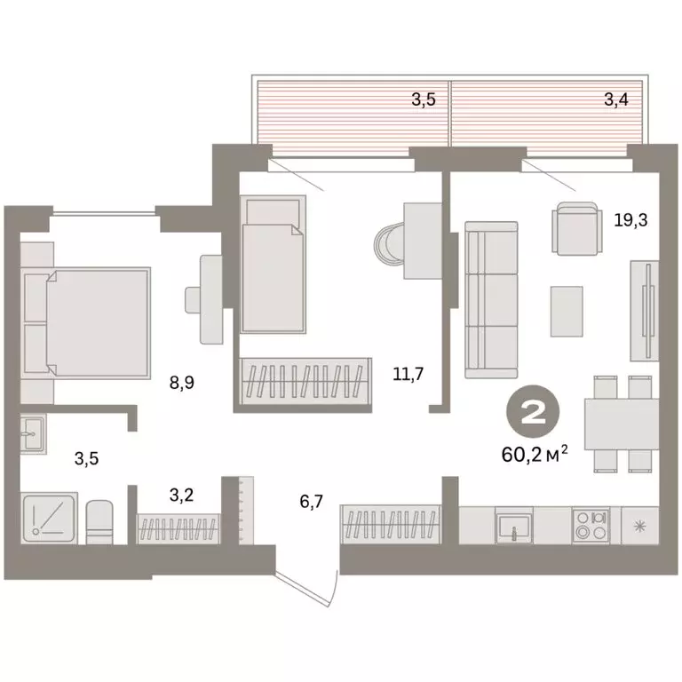 1-комнатная квартира: Екатеринбург, жилой район Сортировочный, ... - Фото 2