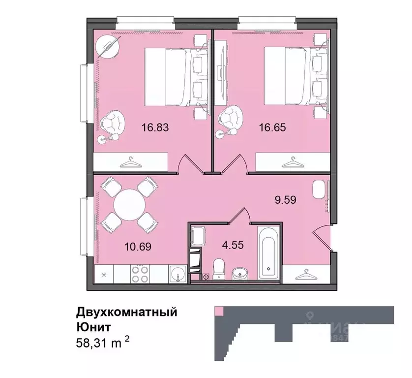 2-к кв. Санкт-Петербург Витебский просп., 99к1 (58.6 м) - Фото 0