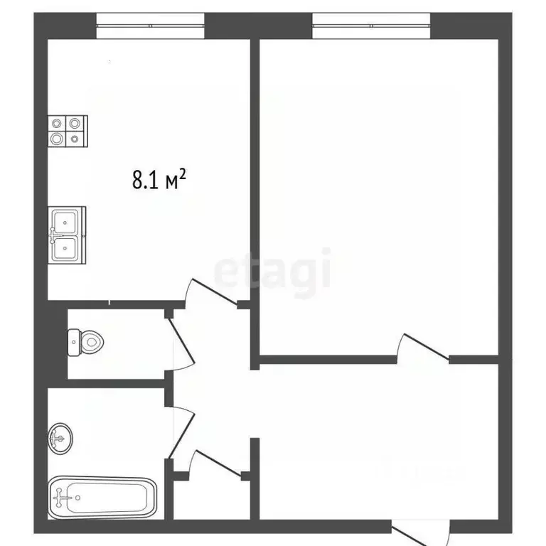 1-к кв. Архангельская область, Архангельск ул. Федора Абрамова, 9 ... - Фото 2