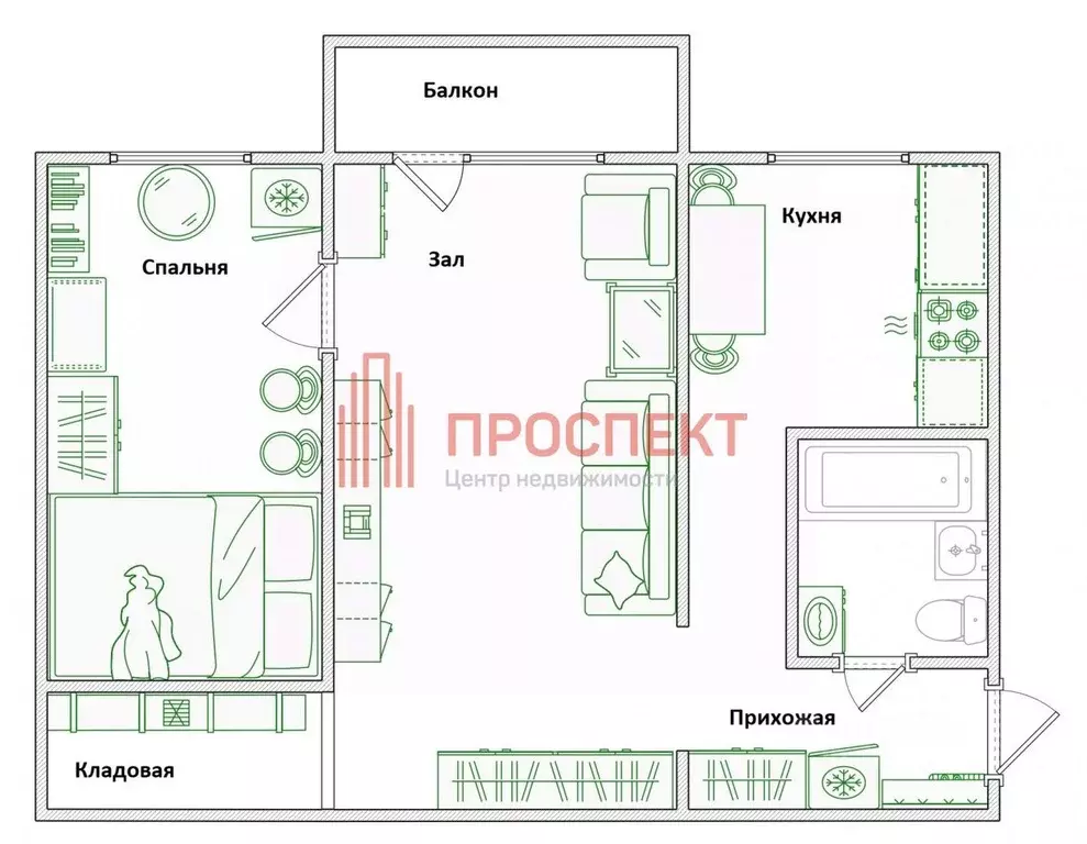 2-к кв. Пензенская область, Пенза Московская ул., 109А (43.1 м) - Фото 1