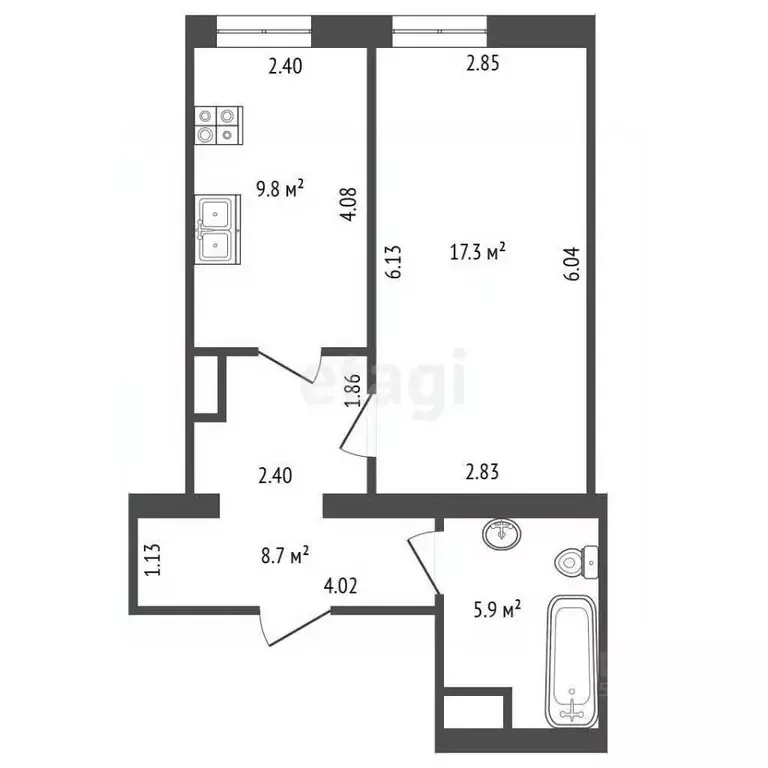 1-к кв. Санкт-Петербург, Санкт-Петербург, Пушкин Захаржевская ул., 14 ... - Фото 2