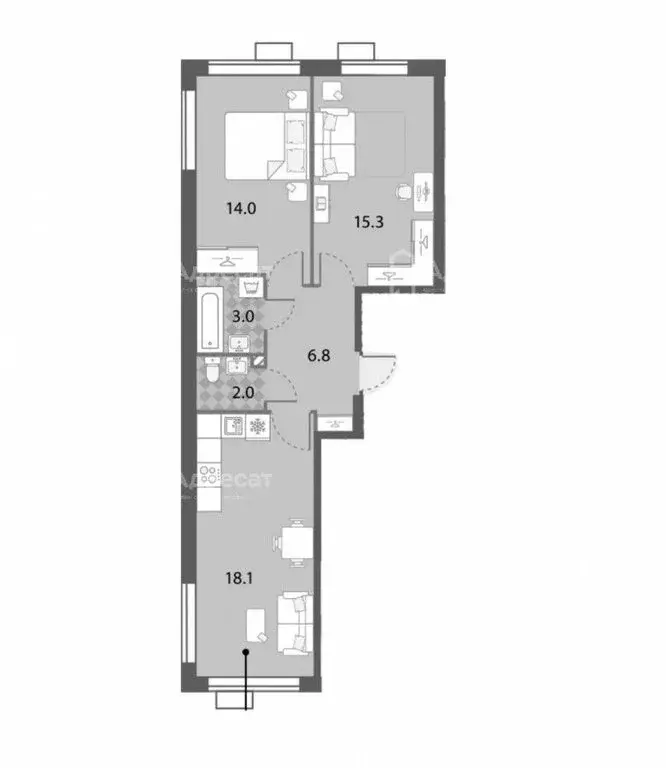 2-комнатная квартира: Москва, улица Авиаторов, 1 (59.2 м) - Фото 0
