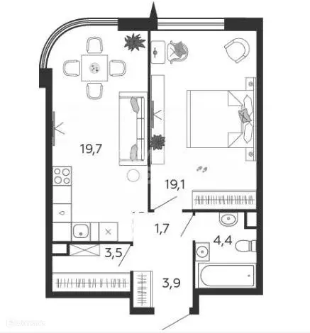 Продаётся 1-к квартира, 52.3 м - Фото 0
