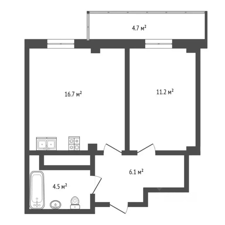 1-к кв. Тюменская область, Тюменский муниципальный округ, д. Патрушева ... - Фото 2