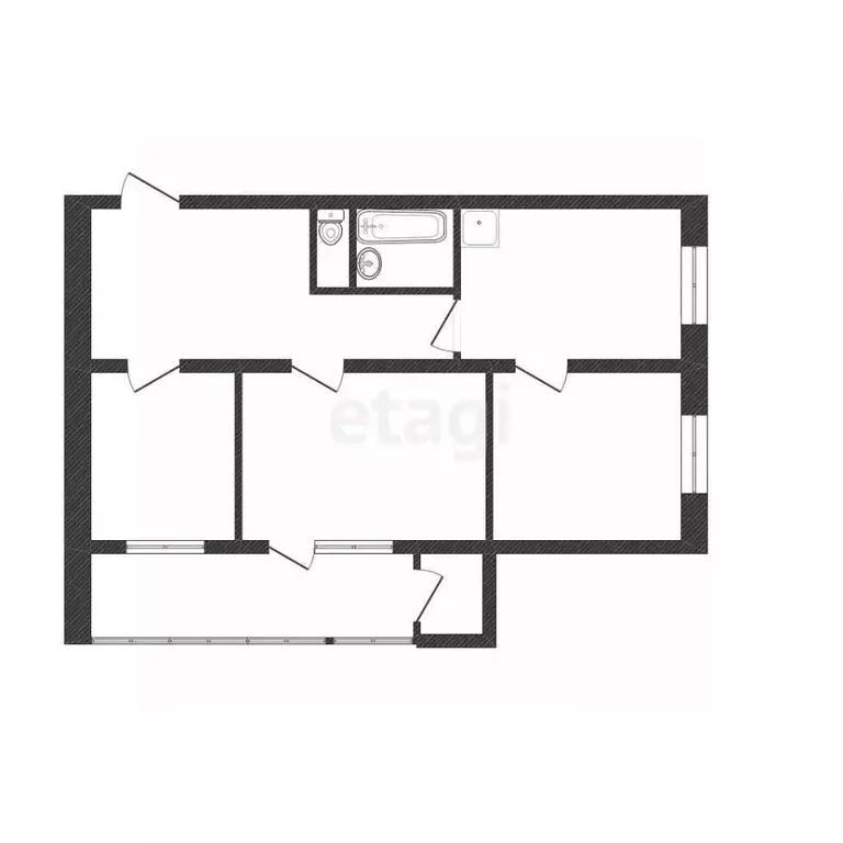 3-к кв. Белгородская область, Белгород ул. Королева, 35 (62.1 м) - Фото 2