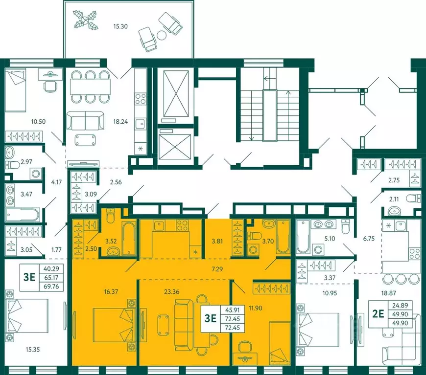 2-к кв. Башкортостан, Уфа Зеленая Роща жилрайон, Терле Парк жилой ... - Фото 2
