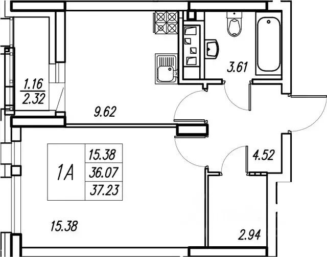 1-к кв. Татарстан, Казань ул. Халитова, 1 (37.0 м) - Фото 2