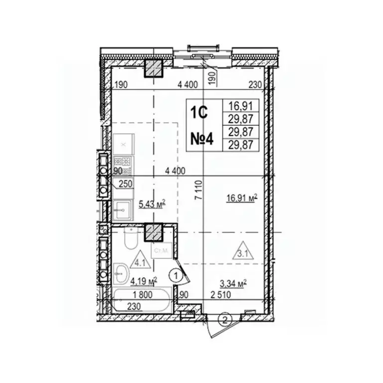 Студия Приморский край, Уссурийск Семь Ветров мкр, Уссури Парк жилой ... - Фото 1