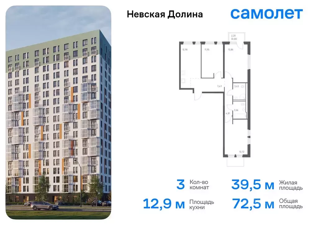 3-к кв. Ленинградская область, Всеволожский район, Свердловское ... - Фото 0