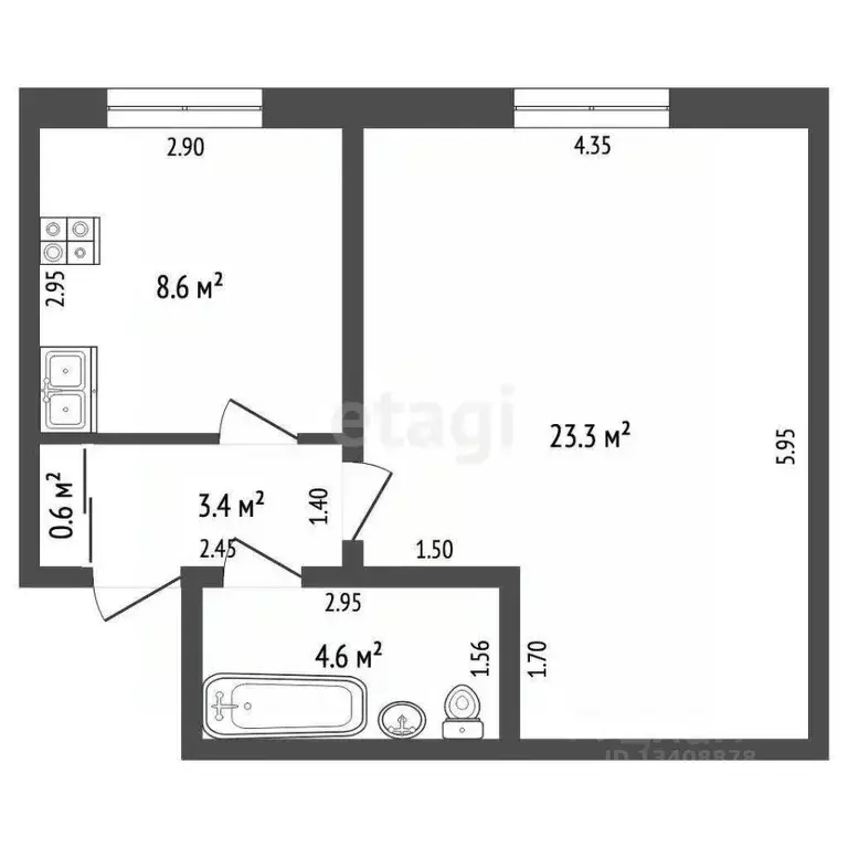1-к кв. Ханты-Мансийский АО, Ханты-Мансийск ул. Калинина, 44/102 (39.5 ... - Фото 1