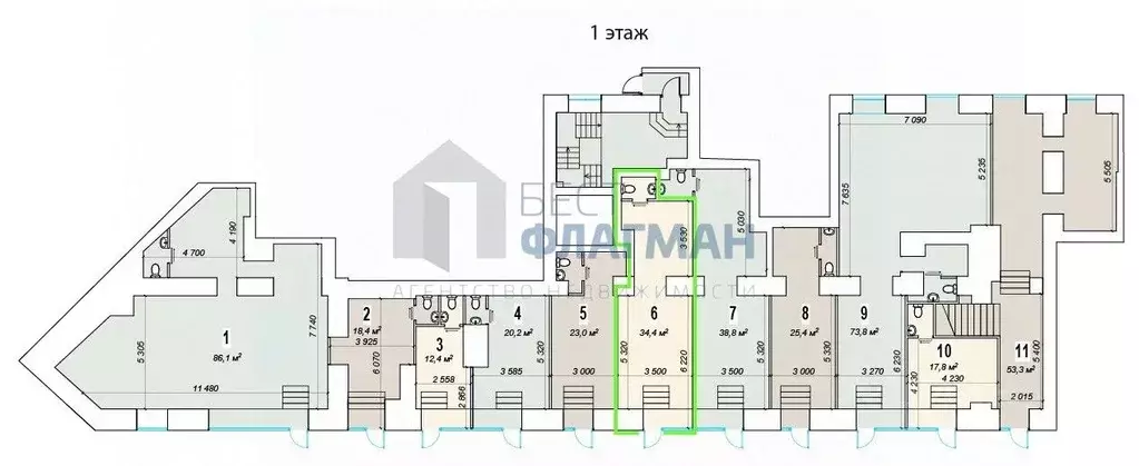 Помещение свободного назначения в Москва Ленинский просп., 70/11 (34 ... - Фото 2
