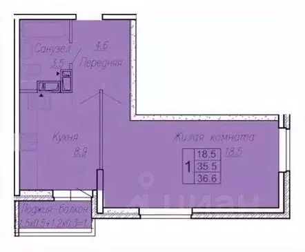 1-к кв. Краснодарский край, Краснодар пос. Российский, ул. Имени В.М. ... - Фото 2