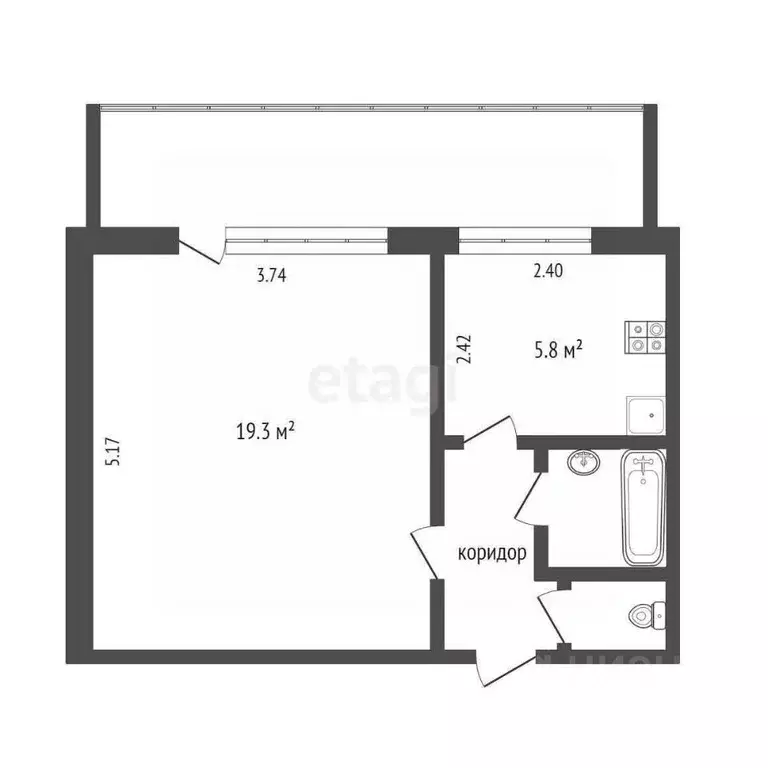 1-к кв. Тюменская область, Тюмень Олимпийская ул., 34 (31.0 м) - Фото 2