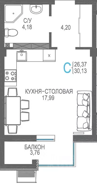 Студия Крым, Симферопольский район, Гвардейское пгт, Республика жилой ... - Фото 1