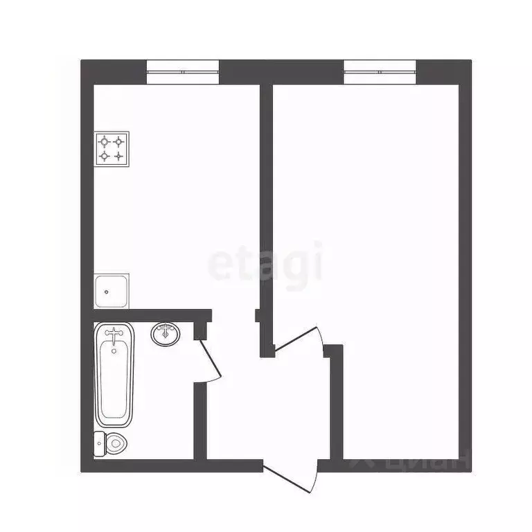 1-к кв. Тюменская область, Тюмень ул. Клары Цеткин, 61к5 (33.4 м) - Фото 2
