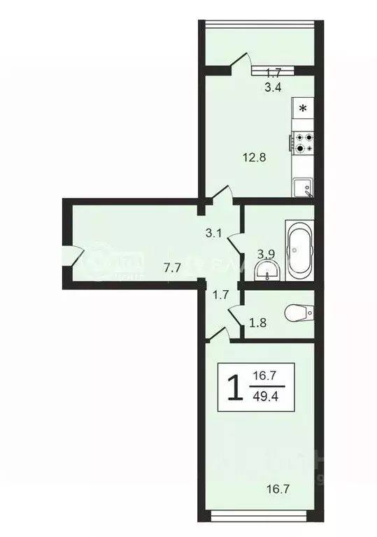 1-к кв. Воронежская область, Воронеж ул. Загоровского, 9/3 (49.5 м) - Фото 0