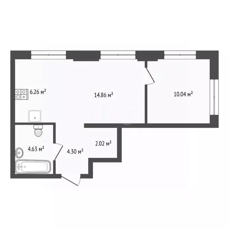 2-к кв. Тюменская область, Тюмень ул. Тимофея Чаркова, 93 (42.11 м) - Фото 2