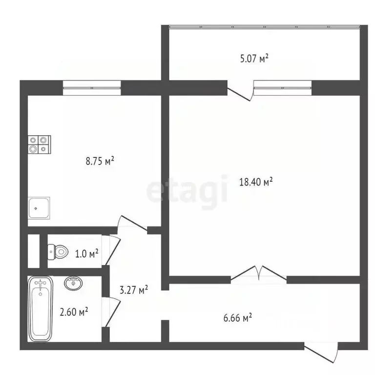 1-к кв. Челябинская область, Челябинск ул. 1-я Окружная, 3 (32.0 м) - Фото 1