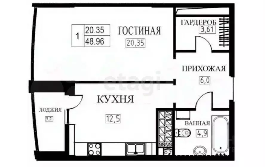 1-к кв. Татарстан, Казань Танковая ул., 2 (47.0 м) - Фото 2