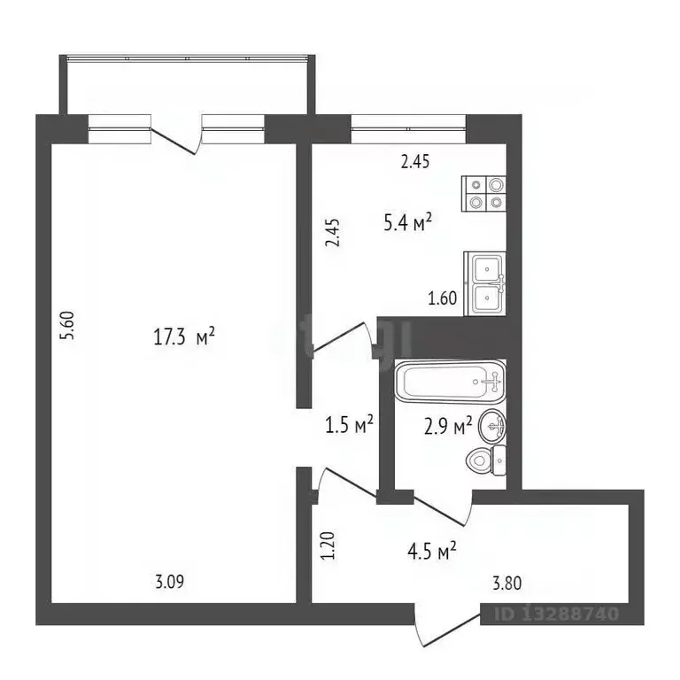 1-к кв. Орловская область, Орел ул. Ломоносова, 1 (31.6 м) - Фото 1