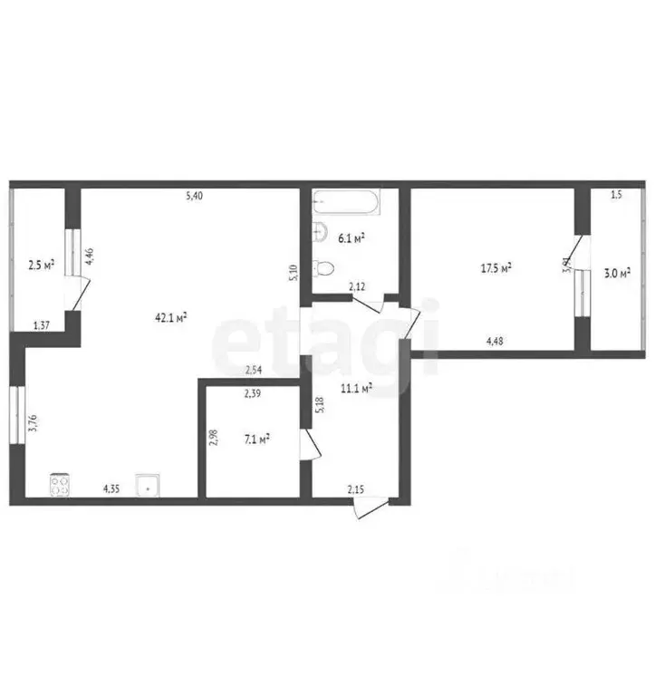 2-комнатная квартира: Чита, улица Генерала Белика, 13 (83.5 м) - Фото 0