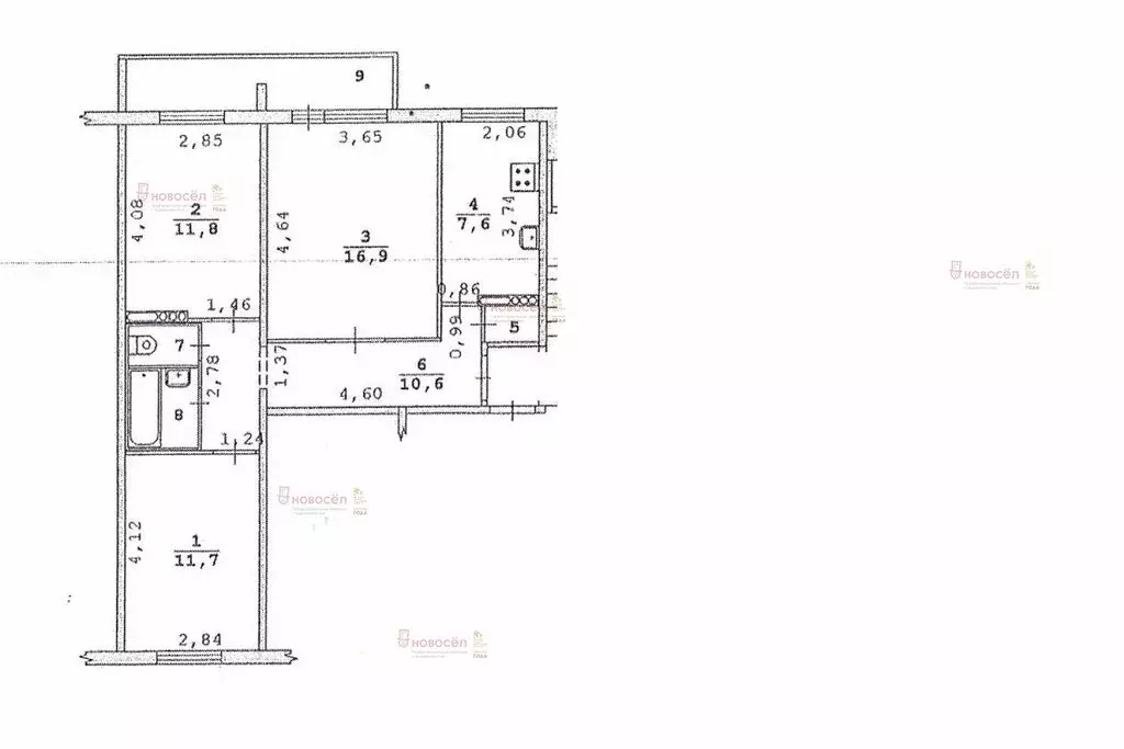 1к в 3-комнатной квартире (17 м) - Фото 1