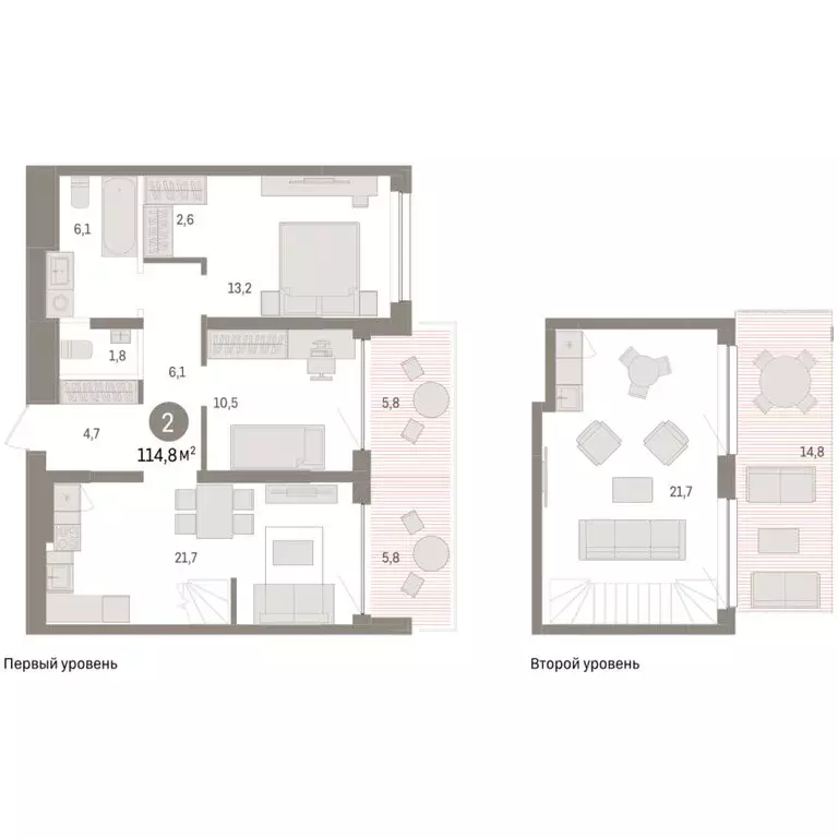 2-комнатная квартира: Тюмень, ЖК Дом у Озера (114.77 м) - Фото 1