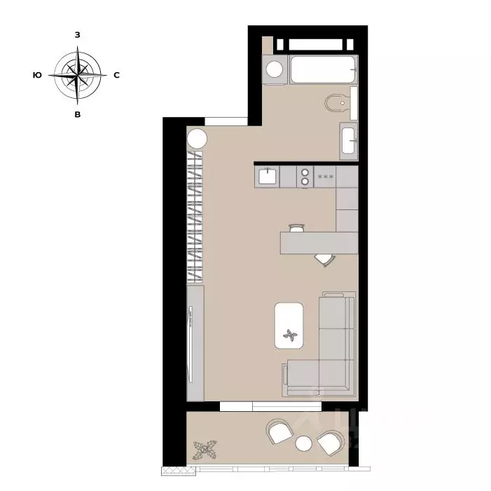 Студия Приморский край, Владивосток Станционная ул., 11А (28.9 м) - Фото 2