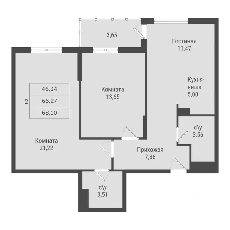 2-к кв. Ханты-Мансийский АО, Сургут Игоря Киртбая ул., 39 (68.1 м) - Фото 1
