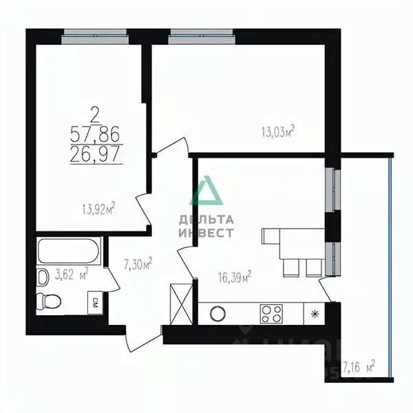 3-к кв. Башкортостан, Уфа ул. Пархоменко, 151/2 (57.8 м) - Фото 0