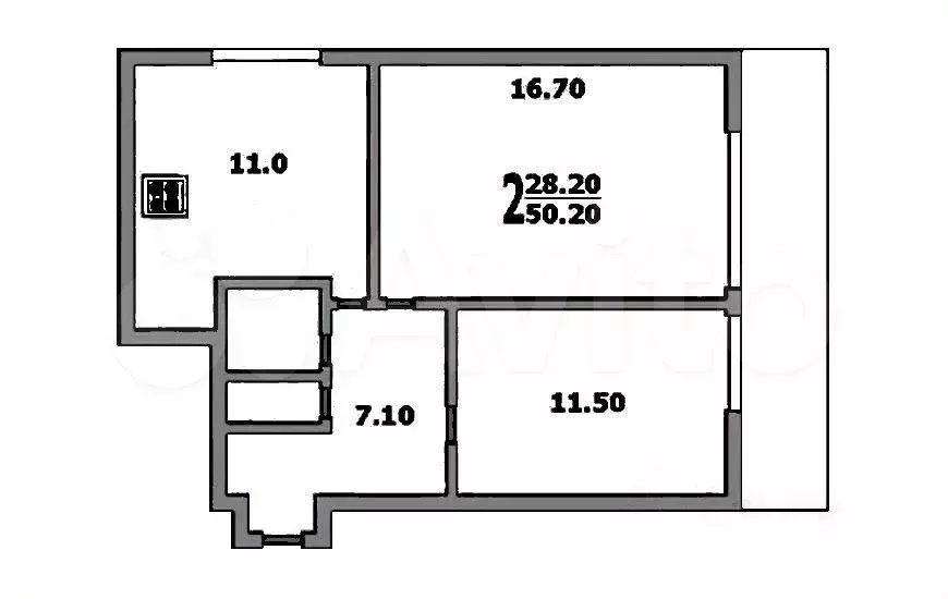 2-к. квартира, 52 м, 8/12 эт. - Фото 0