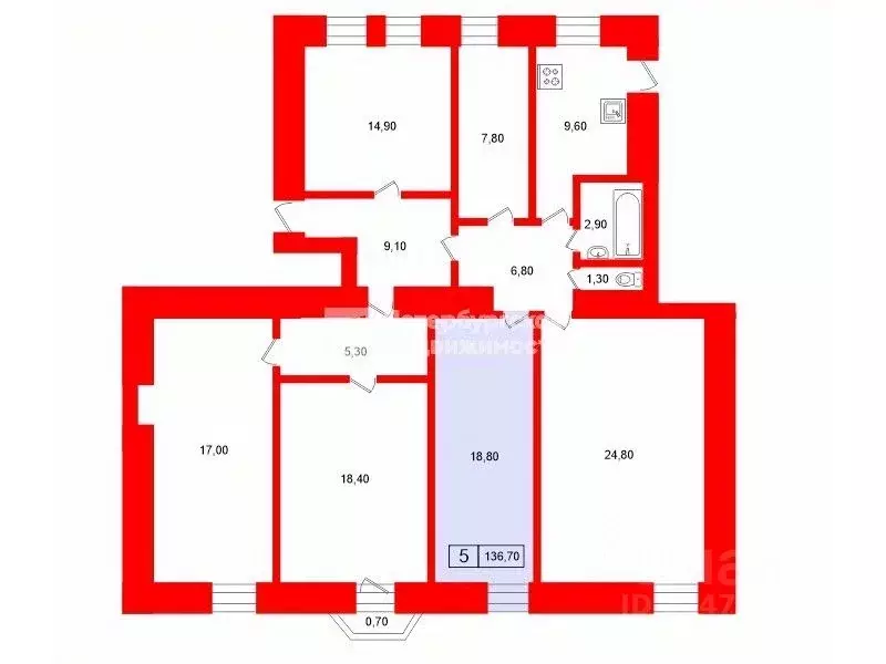 Комната Санкт-Петербург Нарвский просп., 24 (18.8 м) - Фото 2