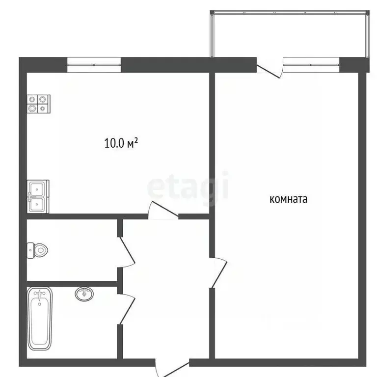 1-к кв. Тюменская область, Тюмень ул. 30 лет Победы, 48 (33.6 м) - Фото 1