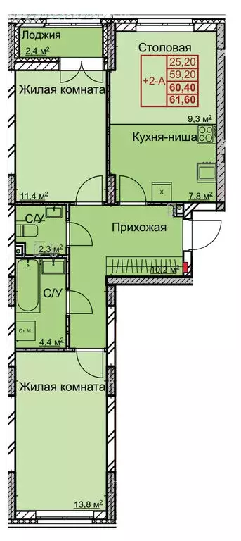 2-комнатная квартира: Нижний Новгород, улица Профинтерна, 17 (60.4 м) - Фото 0