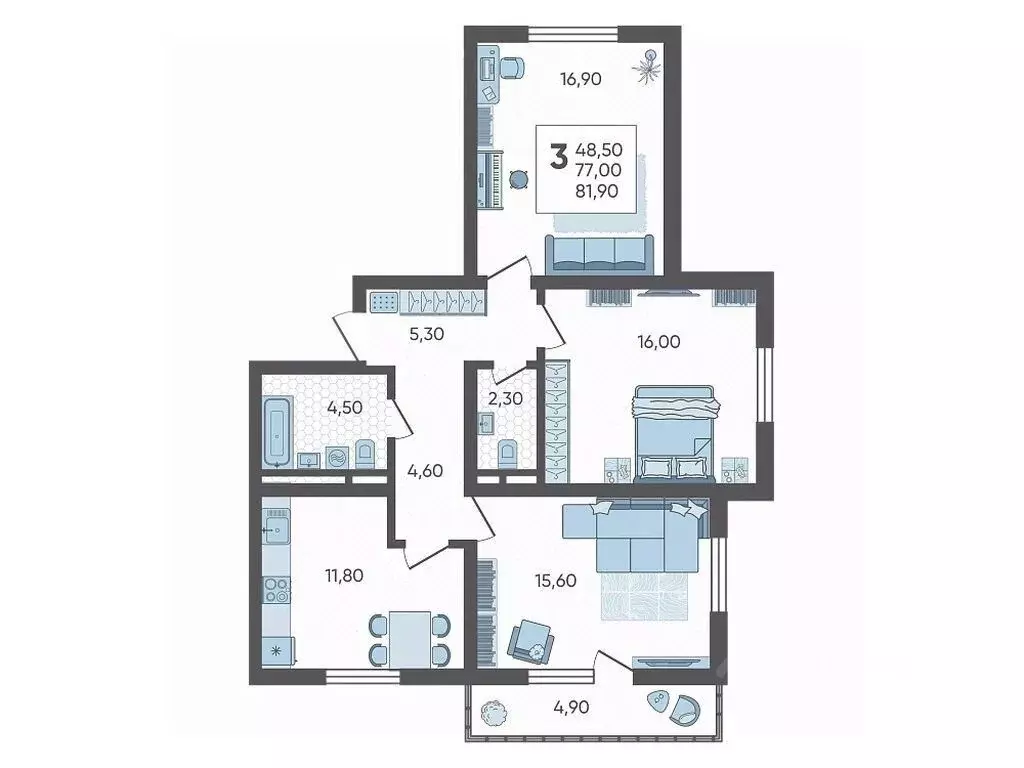 3-к кв. Краснодарский край, Сочи городской округ Горный Квартал жилой ... - Фото 1