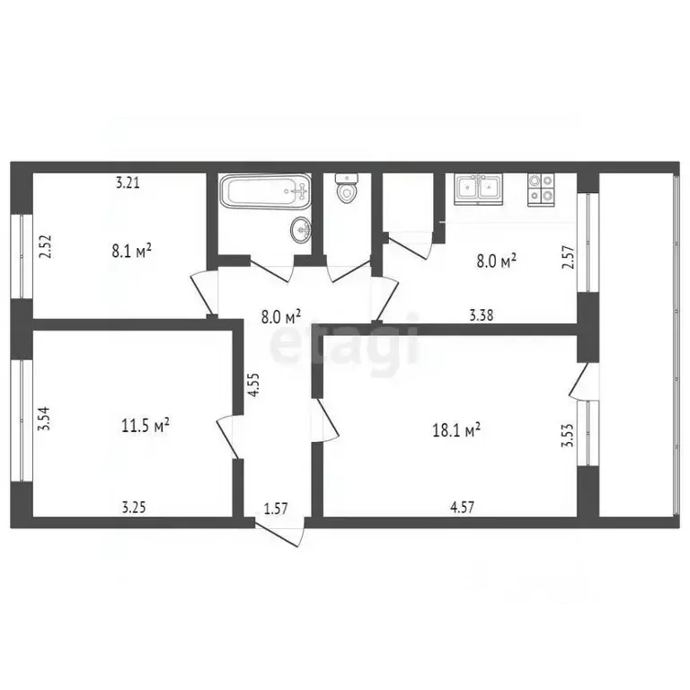 3-к кв. Коми, Сыктывкар ул. Морозова, 170 (56.0 м) - Фото 0