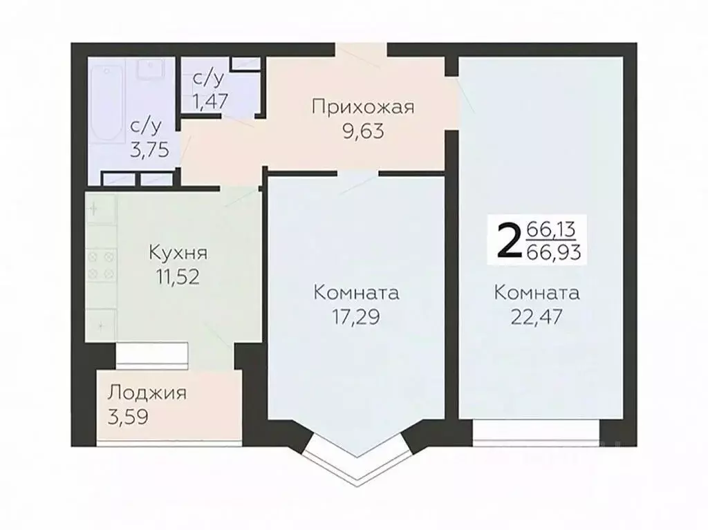 2-к кв. Орловская область, Орел ул. Панчука, 83Б (66.93 м) - Фото 0