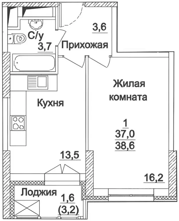1-к кв. Москва Хорошевское ш., 25Ак2 (40.0 м) - Фото 2