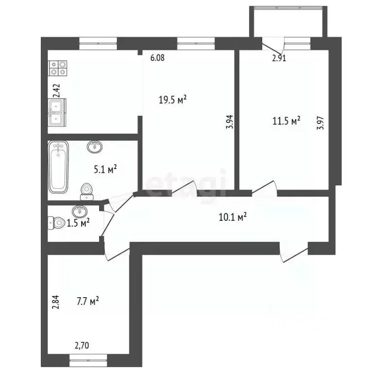 3-к кв. Челябинская область, Челябинск ул. Белостоцкого, 21 (58.0 м) - Фото 2