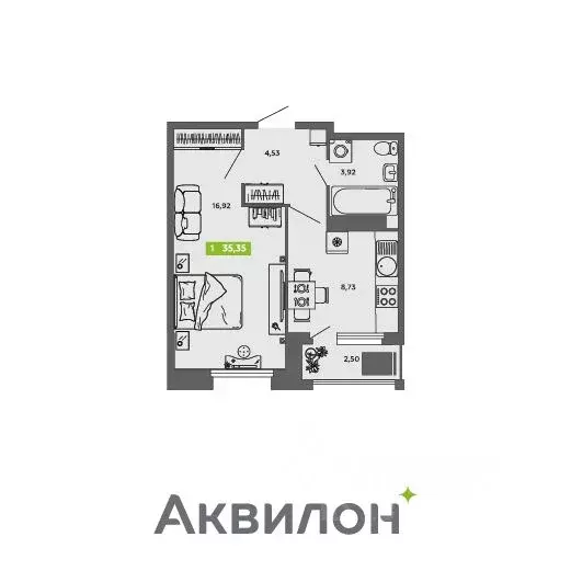 1-к кв. Архангельская область, Архангельск просп. Обводный Канал ... - Фото 0