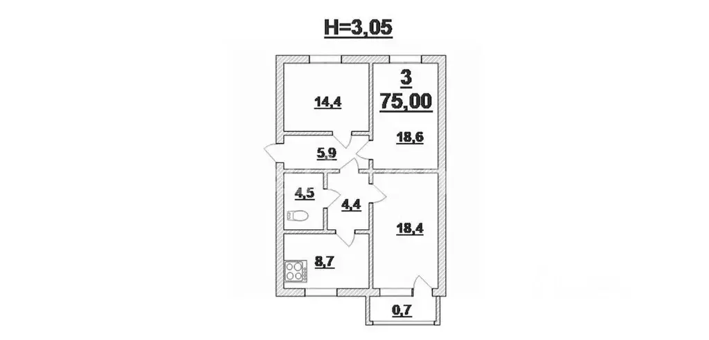 3-к кв. Калининградская область, Калининград Ленинский просп., 51 ... - Фото 2
