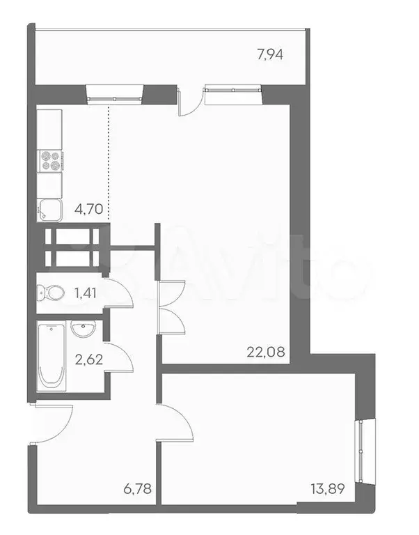 2-к. квартира, 55 м, 3/25 эт. - Фото 0